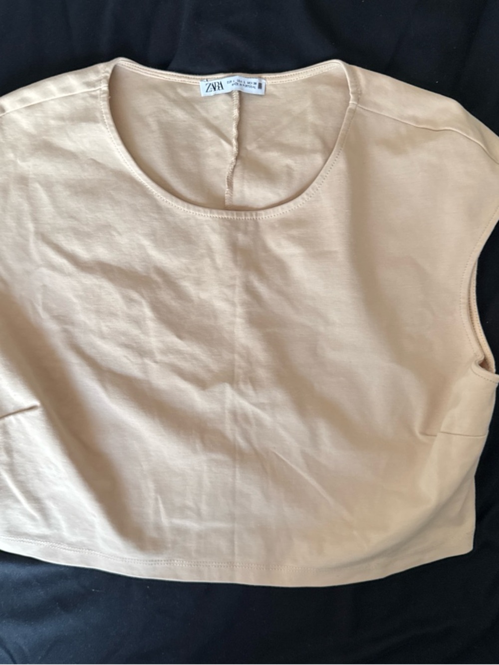 Zara Beige Cropped Sleeveless Top